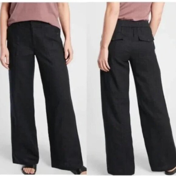 NWT Athleta Cabo Retreat Linen Pant Black size 26 - Picture 1 of 9
